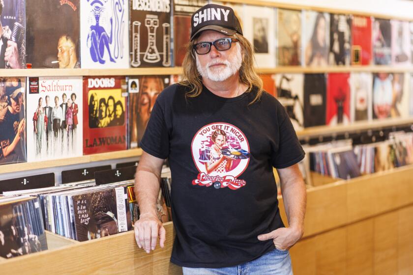 Los Angeles, CA - October 04: Kerry Brown, owner of Licorice Pizza, at the Licorice Pizza record store on Friday, Oct. 4, 2024 in Los Angeles, CA. (Carlin Stiehl / For the Times)