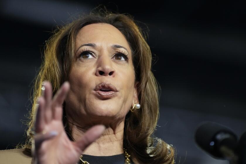 Democratic presidential nominee Vice President Kamala Harris speaks during a campaign event Thursday, Oct. 10, 2024, on the Gila River Indian Community reservation in Chandler, Ariz. (AP Photo/Ross D. Franklin)