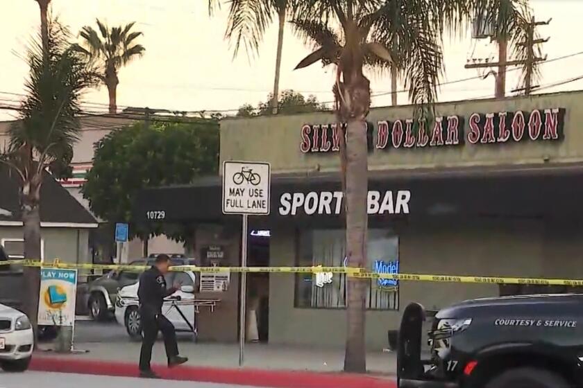 EL MONTE, CALIFORNIA-Oct. 11, 2024-One man was killed and two women wounded in a shooting at an El Monte sports bar early Saturday, authorities said. Officers responded to calls about a shooting shortly after midnight at the bar in the 10700 block of Lower Azusa Road, according to a news release by the Los Angeles County Sheriff's Department, which is working with El Monte police on the investigation. Police found the male victim lying on the floor with gunshot wounds, sheriff's officials said. A woman who was also wounded in the shooting was transported to a local hospital before officers arrived on the scene, authorities said. Another woman who was shot fled the scene, according to witnesses, and police are still trying to locate her.(KTLA)