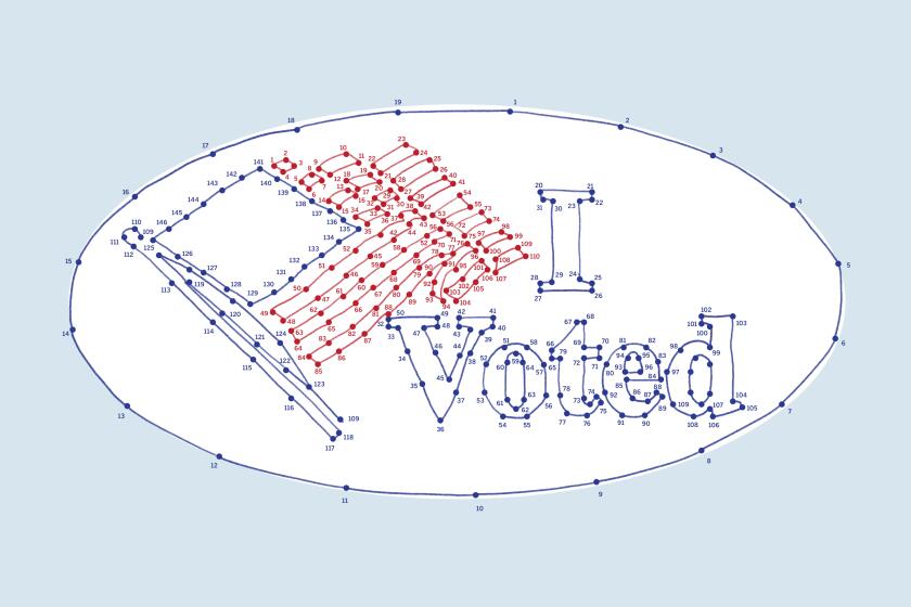 Illustration of a connect-the-dots puzzle revealing a "I Voted" sticker