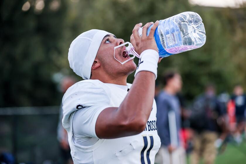 Hydrating might be the way to go as Trinity League play begins and quarterback Matai Fuiava of St. John Bosco shows the way.